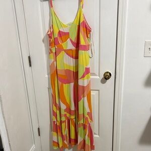 Torrid Colorful Maxi Dress with Pink and Orange